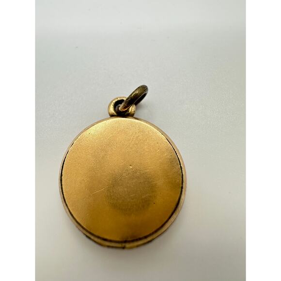 W&H Co antique Victorian gold filled Fleur de Lis rhinestone dainty round locket - Picture 7 of 9